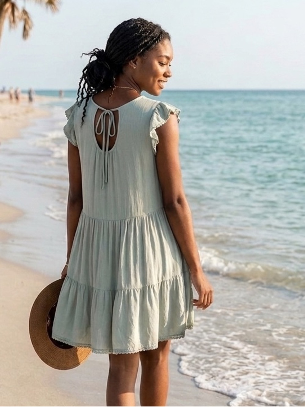 House of Harlow 1960 Flutter Sleeve Sage Dress Cottagecore Coastal Girlhoodcore